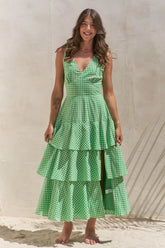 Charming Green Sleeveless Gingham Midi Dress, Dresses, $ 89.00, A Moment Of Now™